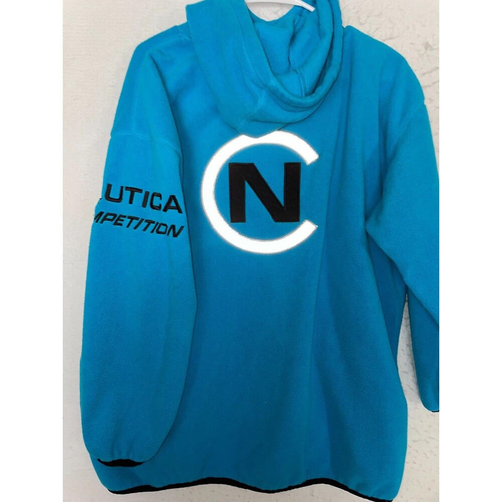 VTG 90s Nautica Competition Mens L Spell Out Zip Fleece Extreme Performance Gear